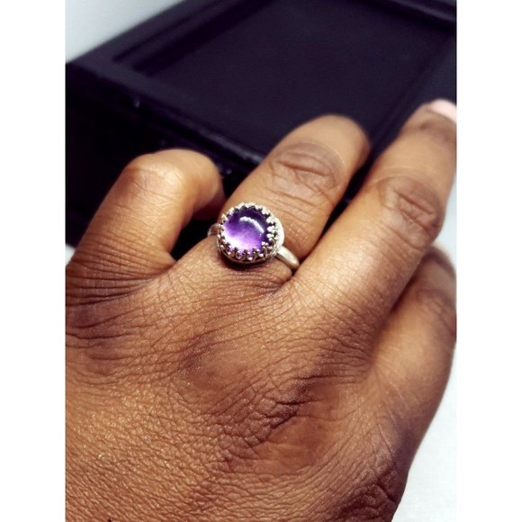 Sterling silver amethyst crystal ring gothic metalwork handmade jewelry - Picture 7 of 12